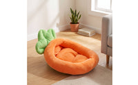 Carrot-Shaped Pet Bed Washable Cat Bed with Cooling Mat Soft Animal Lounger for Young Dogs, Kittens, Indoor, Living Room