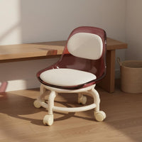 Transparent Rolling Stool with Backrest Stable Load-Bearing Acrylic Low Stool on Wheels Wheeled Low Floor Chair for Living Room