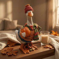 Pumpkin Duck Ornament Hand-Crafted Decorative Duck Figurine Resin Home Decoration