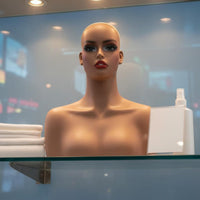 Female Mannequin Head with Shoulders Life-Size Synthetic Hair Mannequin Bust Light Weight Female Hairpiece Head Bust for Salon