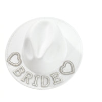 Felt Hat with Rhinestones Rhinestone Headwear Glamorous for Brides, Bridal Party