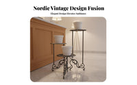Three-Tier Cast Iron Plant Stand Space Saving Vintage Flower Rack Multifunctional Staggered Metal Plant Holder for Balcony