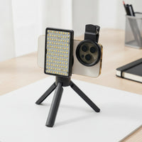 Compact Phone Photography Accessory with LED Light Portable Mobile Device Tripod with Mirror Lens Handheld Phone Mount with Tripod Anti-Glare for Photographers