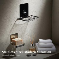 Wall Mounted Soap Dish Drill Installation Stainless Steel Soap Dish Rustproof No Washroom Rack for Renters, Restroom, Dorm Room, Kitchen