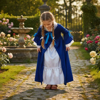 Velvet Dress with Long-Sleeved Historical Dress Flared-Cuff Settler Costume for School Performances