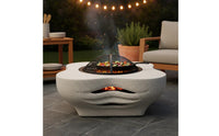 Multi-Purpose Chinese Design Tea Brewing Cooker Heat Insulated and Anti-Scalding Multifunctional Fire Fireplace Table Easy Ignition System Convertible Fire Table with Lid for Indoor, Courtyard, Garden