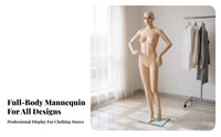 Adjustable Head Full Body Mannequin Easy to Assemble Female Mannequin Stable Glass Base Clothing Display Model Long-Lasting for Boutique Owners, Fashion Designers, Wedding Dress Shops, Boutiques, Exhibitions, Holiday Displays