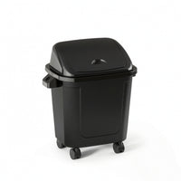 Wheeled Trash Can with Attached Lid Rectangular Wheeled Trash Bin Plastic