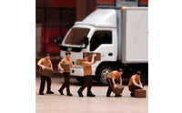 5 Pieces 1/64 Miniature Courier Figurines Authentic Delivery Figures with Boxes Tiny Courier Figure for Collectors, Model Scenes, Truck Displays