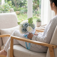 Artificial Rose Bouquet Delicate Bouquet with Silk Ribbon Flowers Romantic Faux for Brides, Weddings