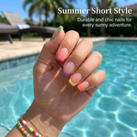Nails Short Fake for Women, 240 Pieces Reusable Artificial Boxed Set, Temporary for Daily Wear and Summer
