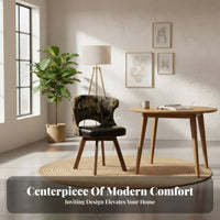 Multi-Purpose Upholstered Swivel Stool with Cutout Back Ergonomic Design Rotating Armchair with Fixed Legs Curved-Back Backrest Desk Chair Anti-Slip Foot Pads for Home Office Workers, Students, Homeowners, Study Room, Bedroom, Vanity