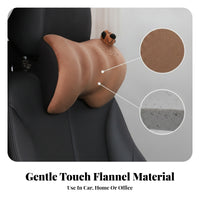 Car Neck Pillow Flannel Contoured Skin-Friendly Material Travel Gear Soft Bear Car Headrest Pillow for Vehicle Seat