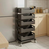 Rolling Storage Cart Sturdy Steel Frame Fruit and Vegetable Storage Rack Heavy Duty Multi-Tier Vegetable Rack for Pantry, Office