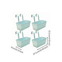 4 Pieces Railing Planter Box Curved Hooks Fence Hanging Planter Rectangular Garden Container
