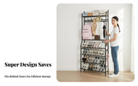 Space-Saving Design Multi-Tier Shoe Shelf with Hooks Large Capacity Shoe and Coat Rack Stable Structure Entryway Stand with Hooks Sturdy Construction for Apartment Dwellers, Homeowners, Hallway, Behind the Door, Mudroom, Dorm Room