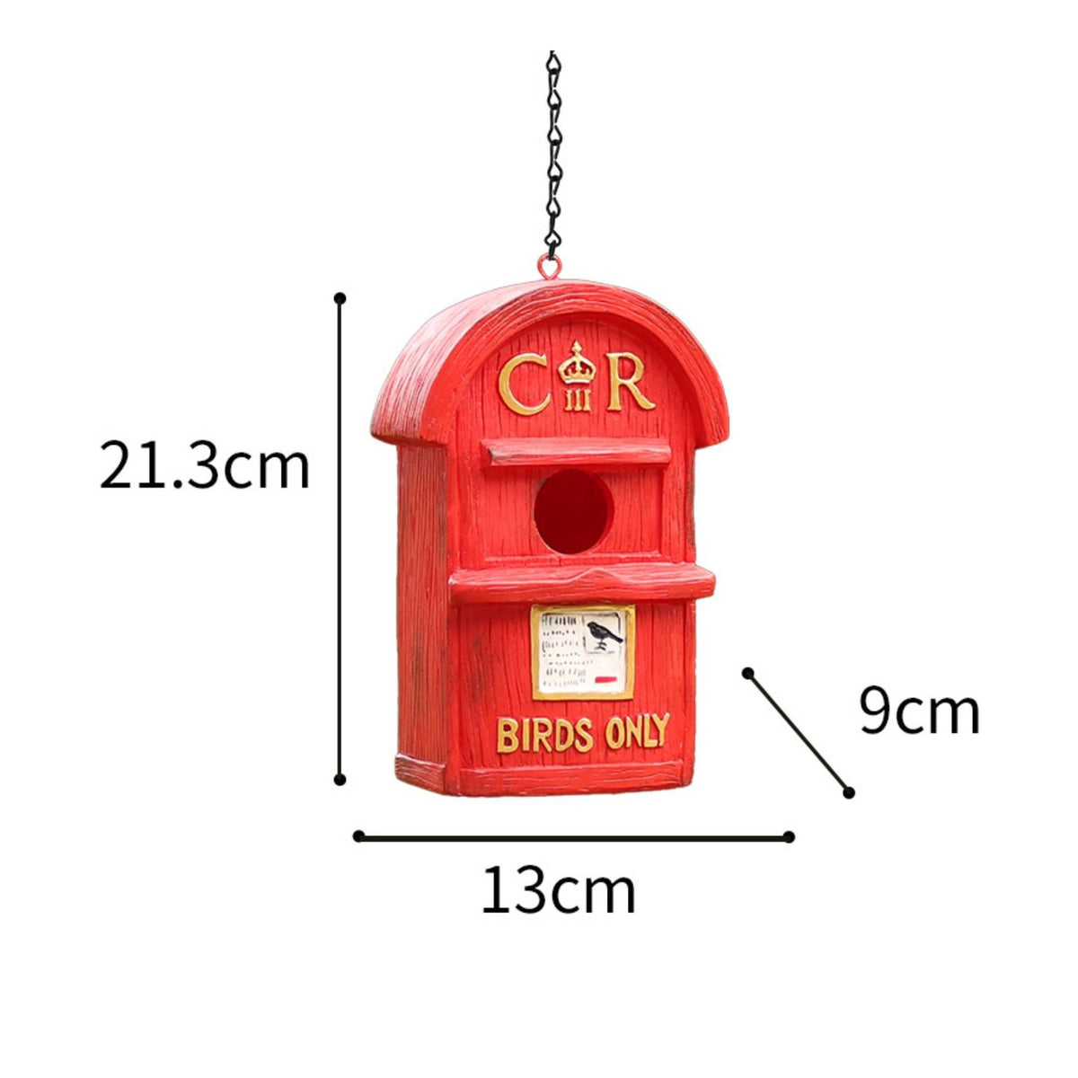 Resin Craft Mailbox Birdhouse Outdoor Decoration Red Birdhouse Ornament Decorative for Yard