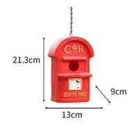 Resin Craft Mailbox Birdhouse Outdoor Decoration Red Birdhouse Ornament Decorative for Yard