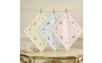 3 Pieces Women's Handkerchief Soft and Edge Handkerchief Lightweight Floral Print Hankie for Wedding, Tea Party