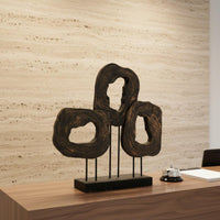 Minimalist Design Wood Grain Sculpture Artisanal Look Abstract Resin Sculpture Polished Finish Modern Tabletop Ornament for Hotel Buyers, Interior Designers, Reception Desk, Entryway, Office Lobby
