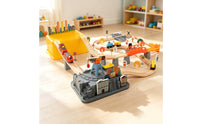 Wooden Train Set with Tracks Interlocking Wooden Train Track Set Powered Railway Kit for Young Children