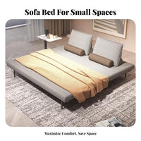 Foldable Design Fold-extendable Metal Frame Bed two-in-singleUse Sleeper Sofa Space-Saving transformable Couch Double Person Capacity for Apartment Dwellers, Students, Homeowners, Living Room, Bedroom