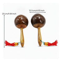 Polished Finish Percussion Maraca Tapered Handle Handheld Maraca Rounded Head Wooden Shaker Smooth