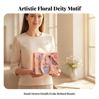 Paper Gift Bag with Handles Sturdy Paperboard Artistic Floral Gift Tote Floral Tote Bag Multi-Use for Parties