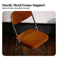 Retro Design Upholstered Folding Chair Foldable Design Household Furniture Portable Collapsible Seat Sturdy Construction for Apartment Dwellers, Young Adults, Bedroom, Small Areas, Dining Room, Office