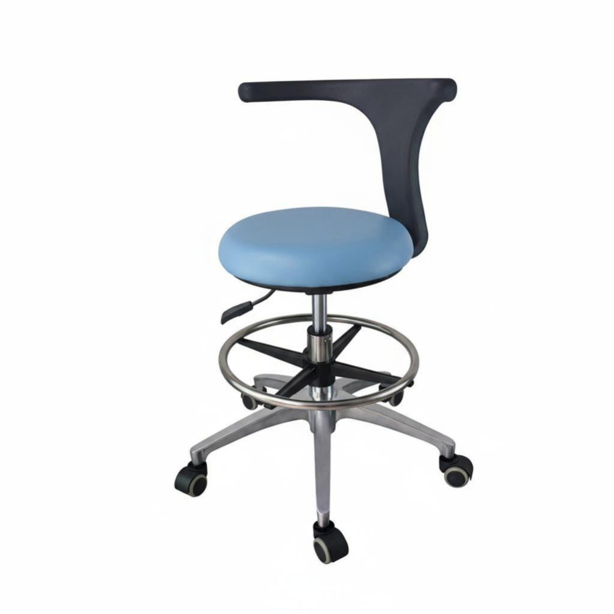 Ergonomic Medical Rolling Chair PU Leather Seat Oral Assistant Chair Pressure-Resistant-Resistant Gas Lift Adjustable Swivel Stool with Backrest