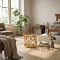Handwoven Rattan Basket Airy Rattan Basket with Handles Versatile for Bedroom