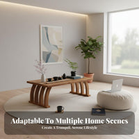 Foldable Curved Leg Kang Table Japanese Aesthetic Floor Desk Space-Saving Household Furniture Multifunctional for Tea Lovers, Students, Distant Workers, Bay Window, Tatami Room, Bedroom, Small Areas
