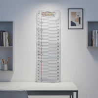 Transparent Pockets Numbered Writing Instrument Pocket Chart White Nylon Wall Hanging Writing Instrument Organizer Metal Grommets Stitched Edges