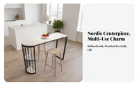 Light Luxury Design Sintered Stone High Table Minimalist Design High Top Pub Table Stain Resistant Kitchen Island Bar Versatile Use for Apartment Dwellers, Homeowners, Couples, Breakfast Nook
