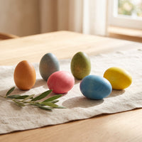6 Pieces Wooden Easter Eggs Decorative Wooden Egg Handmade-Look for Decorators