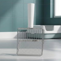 Litter Sifter and waste management Set, Metal Sifter with Base, Long Handle Stand for Cats and Dogs, Essential Tool for Every Owner, 2 Pack