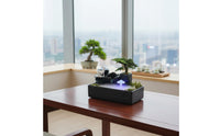 Peaceful Atmosphere Desktop Water Fountain Atomizer Mist Feng Shui Fountain Portable LED Light Water Feature Air Humidifying for Office, Tea Room