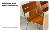Industrial Design Slatted Back Dining Chair Retro Design Slat Back Side Chair Stackable Seating Furniture Versatile Use for Cafe Owners, Homeowners, Families, Coffee Shop, Restaurant, Living Room, Kitchen