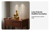 Vivid Depiction Brass Dipankara Buddha Statue Finely Polished Seated Buddha Sculpture Religious Artifact for Spiritual Seekers, Art Collectors, Home Decorators, Buddhist Hall, Meditation Room, Desktop