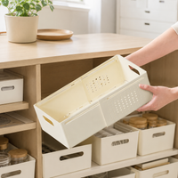 Japanese Retractable Storage Box Rectangular Cabinet Snack Sundries Organizer Kitchen Deep Cabinet Drawer Divider Basket