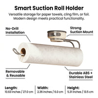 Cupboard and Boat Paper Dispenser with Suction Cup Roll Holder, Removable Space-Saving Towel for Kitchen, Stainless Steel Rack