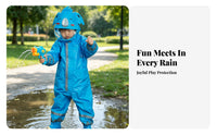 Lightweight Children's Hooded Rain Jumpsuit Easy to Clean Kids Single-Piece Rain Suit Transparent Hood Brim for Girls, Toddlers, Camping