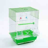 Small Bird Cage for Budgie and Finch Cage, Rectangular Bird Cage with Removable Tray, 2 Feeders and Perch for Parakeets Lovebirds, Small Size