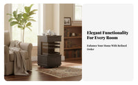 With casters Wheeled Tea Cabinet Vintage aesthetic Mobile Storage Multi-Functional Household Furniture Space-Saving for Homeowners, Renters, Office Workers, Living Room, Small Spaces
