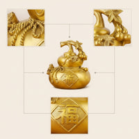 Gourd Ornament Shiny Gourd with Stem Feng Shui Sculpture for Tabletop, Entryway