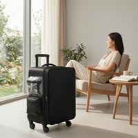 Makeup Case with Rotating Wheels Hard-Sided Sminkkoffert Med Hjul Rolling Organizer with Dividers for Hairstylists, Travel