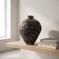 Ceramic Vase with Narrow Neck Decorative Distressed Ceramic Vase Rustic Vessel for Living Room