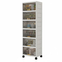 Easy to Move Mobile Cart with Flipdrop-fold-down Bins Multi-Functional 3-Tier Storage Trolley Large Capacity Household Organizer particle-resistantresistant for Families, Homeowners, Kitchen, Living Room, Bedroom, Bathroom