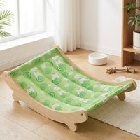 Cat Hammock Bed with Wood Frame, Waterproof Mat for Pet Cooling, Indoor Outdoor Self Cooling for Dogs and Cats During the Hot Summer Season