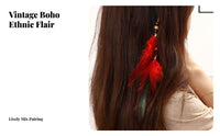 Indian Feather Headdress Bohemian Design Boho Tassel Hair Piece Ethnic Influenced Feather Hair Clip for Women, Girls, Themed Events, Parties